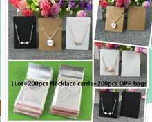 200PCS Paper Necklace/Pendent Cards+200PCS OPP Bags Kraft Pendent Card Brown Blank Jewelry Displays Cards Custom Logo Cost Extra 2024 - buy cheap