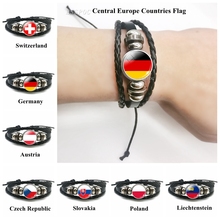 Central Europe Countries Flag Bracelet Fashion Multi-layer Leather Bracelet Switzerland Germany Austria Poland Flag Jewelry Gift 2024 - buy cheap