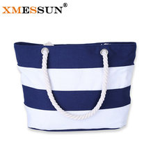 XMESSUN Brand Women Beach Canvas Bag Stripes Printing Handbags Ladies Large Shoulder Bag Tote Casual Bolsa Shopping Bags L170 2024 - buy cheap