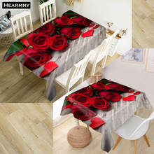 Custom Rose Flowers Tablecloth Kitchen Dining Table Decorations Home Rectangular Party Table Covers Office Plain More Size 2024 - buy cheap