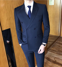 Yiwumensa terno masculino azul marinho, terno masculino justo feito sob encomenda, traje formal, traje masculino para casamento, 2021 2024 - compre barato