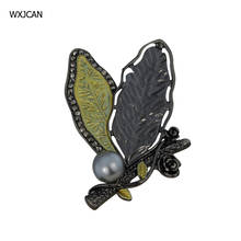 WXJCAN Leaf flower brooch vintage Enamel brooch pendant Micro-rhinestone inlay leaf side showing fine luxury 60mm*35mm B5559 2024 - buy cheap