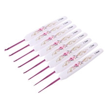 8Pcs/Set Plastic Handle Floral Aluminium Crochet Hooks Knitting Needle Set Weaving 2024 - buy cheap