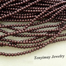 Wholesale 5 Strands 85cm/Strand 4mm Dark Coffee Imitation Pearl Loose Beads For DIY 2024 - buy cheap