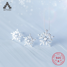 925 Sterling Silver Earring Necklace Pendant Chain Beautiful Snowflake For Fashion Women Cute Fine Jewelry 2020 Minimalist Gift 2024 - buy cheap