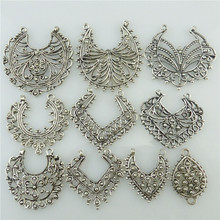 Free shipping 10pcs Mix Vintage Flower Leaves Heart Butterfly Moon Filigree Pendant Connector 2024 - buy cheap