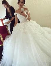 Lace Vestido De Noiva Muslim Wedding Dresses Ball Gown Long Sleeves Tulle Boho Dubai Arabic Wedding Gown Bridal Dresses 2024 - buy cheap