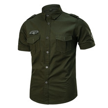 Summer Mens Short Sleeve Lapel Cardigan Military Shirts Outdoor Hiking Fishing Climbing Training Breathable Tactical Shirt Tops 2024 - buy cheap