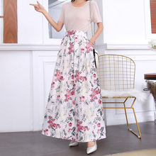 Summer Floral Skirts Womens Vintage Jupe Longue Femme High Waist Casual Long Maxi Elastic Skirt with Pockets 2021 New Fashion 2024 - buy cheap