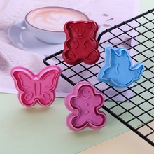 Free shipping 4PCS Pigeon Bear Cookie Cutter Mold Plastic Biscuit Stamp Mould Decorating Tools For Cakes 03072 2024 - buy cheap