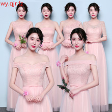 YNHS-003F#Pink Bridesmaid dresses graduation gown long dinner dress girl new wedding party dress 2019 prom gown fashion women 2024 - buy cheap