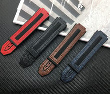 Brand watchband 25*17mm real cow leather rubber silicone watch band for Hublot strap for Big bang belt authentic logo on black 2024 - buy cheap