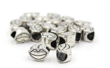 Cuentas de moda europea, abalorios de 20 piezas de aleación de Zinc con agujero grande, abalorios de labios, compatibles con pulseras europeas, fabricación de joyas 2024 - compra barato