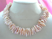 Collar de perlas rosada biwa, 18 ", Natural, 23mm 2024 - compra barato