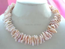 Collar de perlas rosada biwa, 18 ", Natural, 23mm 2024 - compra barato