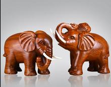 An elephant furnishes a pair of lucky elephants Chrysanthemum pear Yellow rosewood pear Real wood animal Handmade sculpture 2024 - buy cheap