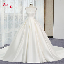 Ivory Satin Ball Gown Wedding Dresses Off Shoulder Vestido de Noiva Backless Robe de Mariee Scalloped Neck Bridal Dress 2024 - buy cheap