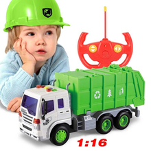 Vehículo de ingeniería inalámbrico para niños, juguete de limpieza sanitaria, basura, Control remoto, música eléctrica, Hobby 2024 - compra barato