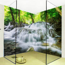Papel tapiz autoadhesivo para baño, Mural De PVC personalizado 3D, cascadas, bosque, naturaleza, pegatina De pared con paisaje, Papel tapiz De pared 3 D 2024 - compra barato