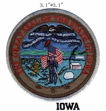 Selo do Estado de Iowa 3.1 "wide remendo do bordado para a moda/a águia voando/o líder 2024 - compre barato