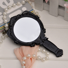 New Classic Fashion Black Butterfly Foldable Handle Cosmetic Mirrors Girls Small Round Shaped Makeup Mirror 2024 - buy cheap