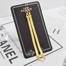 MxGxFam Single Snake Chain Tassel Drop Earrings For Women Fashion Jewelry Gold color 2024 - купить недорого