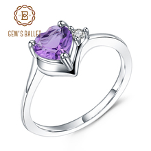Женское кольцо gemb's BALLET, серебряное кольцо с сердечком из серебра 925 пробы с натуральным аметистом 2024 - купить недорого