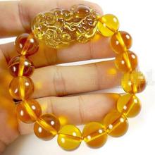 Feng Shui stone Yellow Crystal Pi Yao Pi Xiu Xie Bracelet For Wealth 14mm 2024 - buy cheap