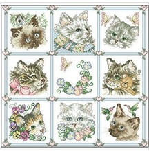 Factory Shop Cross Stitch Kit Many Cats Flower   Free Shipping 2024 - buy cheap