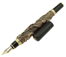 Jinhao Vintage Fountain Pen, Oriental Dragon Series Heavy Pen Iridium Fine Nib Red Copper Noble Collection Gift Pen 2024 - buy cheap