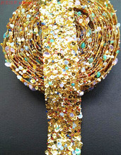 1 Yard/Lot Rhinestone Trim 3.5cm Width Sequin Gold Banding Wedding Decoration Belt Diy Accessories Hot Fix Chain 2024 - buy cheap