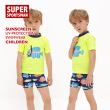 UPF50+ Baby Boy Cartoon Fish Rashguard Kids Swim Shorts Beach Swimwear One Piece Swimsuit Children Sportswear Surf Bathing Suits 2024 - buy cheap