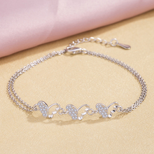 Pulseira e bracelete de prata esterlina 925, com pingente de borboleta ajustável, para mulheres, 100%, joia de presente 2024 - compre barato