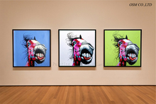 Бесплатная доставка, высокое качество, ручная роспись, забавная животная живопись на холсте с изображением лошади для украшения стен, Современная лошадь, картина маслом 2024 - купить недорого