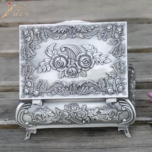 Imuwen caixa de joias de metal banhada à lã, caixa delicada de jóias, padrão de flor, artesanato, decoração de casa, caixa de berloque 2024 - compre barato