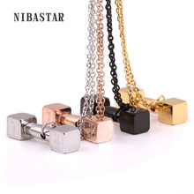 New Arrival Stainless Steel Necklace With Fashion Dumbbell Pendant Titanium Steel Necklace Jewelry For Fitness Women Necklace 2024 - buy cheap