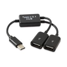 Tipo C OTG USB 3,1 macho a Dual 2,0 hembra OTG Charge 2 puertos HUB Cable Y Splitter #8 2024 - compra barato