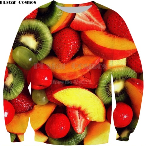Модный мужской/женский Свитшот PLstar Cosmos 2019, повседневные пуловеры унисекс с принтом фруктов, клубники, винограда, черники, еды, 3d 2022 - купить недорого
