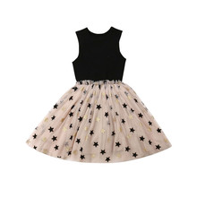 Pudcoco, летнее Тюлевое кружевное платье принцессы для маленьких девочек, модное блестящее милое детское платье со звездами, официальное бальное платье, сарафан, женское платье 2024 - купить недорого