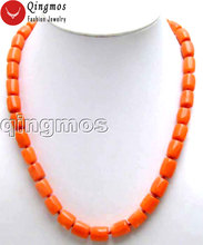 Женское Ожерелье-чокер Qingmos n5166, ожерелье из натурального оранжевого коралла толщиной 10-12 мм, 18 дюймов 2024 - купить недорого