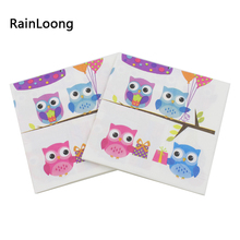 [RainLoong] Owl Dinner Napkins and Printed Feature Paper Serviettes For Cocktail Party Decor Decoupage Craft 33*33cm 1 pack 2024 - buy cheap