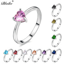 Blaike Boutique Many Colors Heart Zircon Rings For Women Silver Color Engagement Party Jewelry Christmas Gifts 2024 - buy cheap