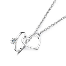 Coração círculo pingentes colares moda prata esterlina jóias casamento noivado gargantilha colar 2024 - compre barato