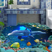 Wellyu пользовательские большие фрески Дельфин КИТ океан Самоклеящиеся 3d обои для пола обои для спальни 3d водонепроницаемый пол 2024 - купить недорого