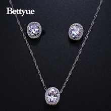 Juegos de joyas de moda con dije de marca Bettyue AAA zirconio blanco óvalo dorado, conjuntos de joyas para mujer, regalo de boda brillante 2024 - compra barato