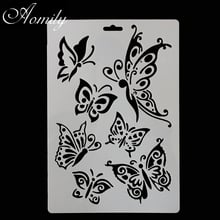 Aomily 7 Sizes Butterfly DIY Cake Stencils Airbrush Painting Art Molds Fondant Decorating Tools Coffee Espresso Stencils Tool 2024 - buy cheap