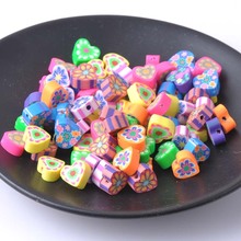 10mm 100pcs Mixed Pattern Flat Heart Clay Spacer beads For jewelry making YKL0053 2024 - buy cheap