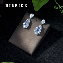 HIBRIDE-pendientes de circonia cúbica con forma de gota de agua, aretes de alta calidad, Color oro blanco, para novia, regalos, diseño de moda, E-22 2024 - compra barato