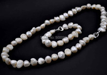 Natural  14-16mm Cultured Baroque Pearl Sets 24" pearl necklace  7.5" pearl Bracelet 2024 - buy cheap