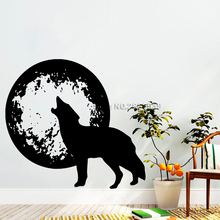 Adesivos de parede wolf howling e planetas, animais, tatuagem murais de parede lobo, decalque de parede, papel de parede vinil, decoração de quarto, arte lc796 2024 - compre barato